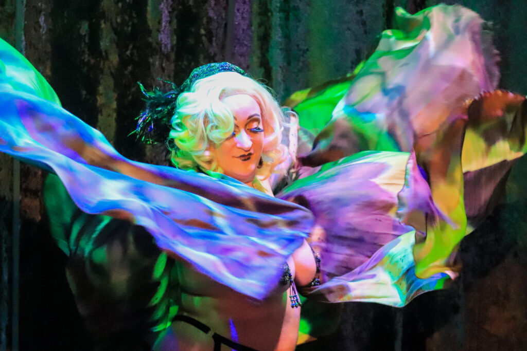 burlesque dancer isis wings moth striptease blonde